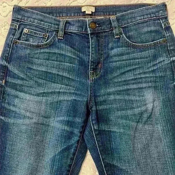 J. Crew Women’s Stretch Dark Wash Distressed Jeans Size 27 - Picture 6 of 10